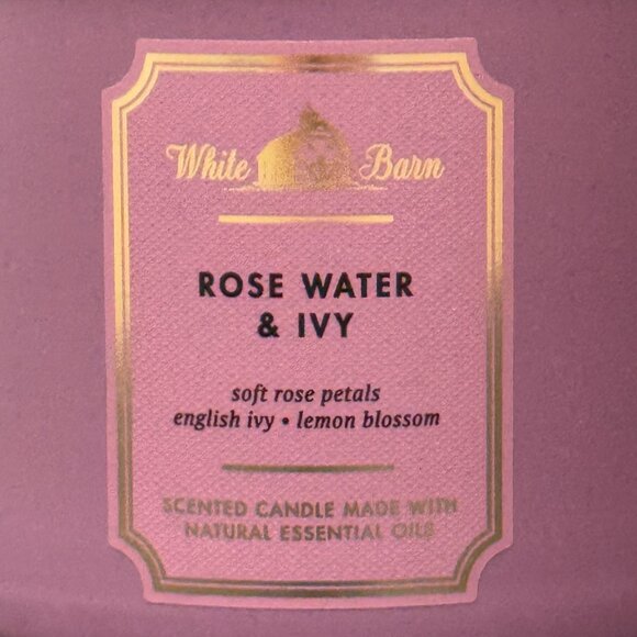 BBW Rose Water & Ivy White Barn Bath & Body Works 3 Wick Candle - Picture 3 of 10